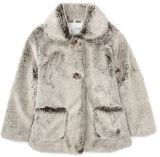 Grey Metallic Faux Fur Coat