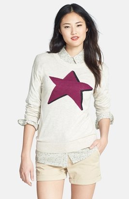 Halogen 'Star' Zip Back Crewneck Sweater (Regular & Petite)