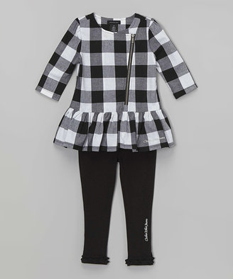 Calvin Klein Jeans Black Plaid Ruffle Tunic & Leggings - Infant, Toddler & Girls
