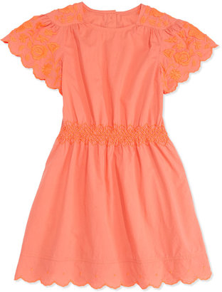Stella McCartney Anabelle Embroidered Dress, Coral, Girls' 2-10