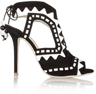 Webster Sophia Riko cutout patent-leather and suede sandals