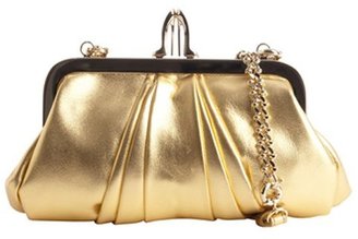 Christian Louboutin gold leather 'Lula' shoe clasp convertible clutch