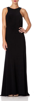 NEVADA - Black jersey drape maxi dress