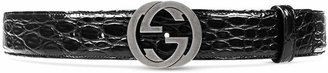 Gucci Croco belt with interlocking G buckle