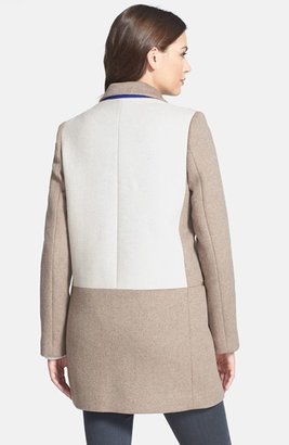 Dawn Levy DL2 by 'Lila' Colorblock Wool Blend Asymmetrical Coat