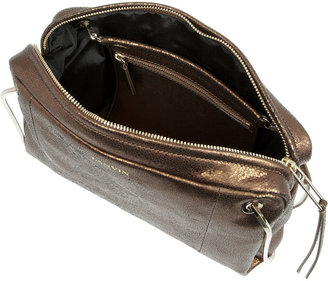 Lanvin Blush metallic textured-leather shoulder bag