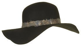 Topshop Womens Felt Feather Floppy Hat - Black