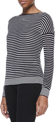 Halston Striped Bateau Long-Sleeve Sweater