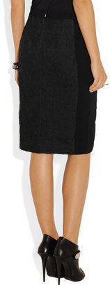 DKNY Cotton-blend lace and crepe pencil skirt