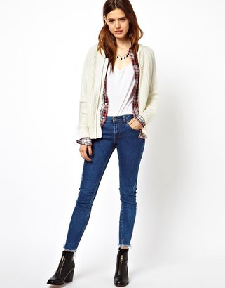 ASOS Lined Bomber Cardigan In Blocked Stitch