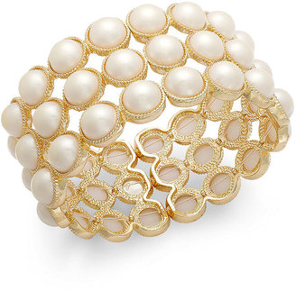 Charter Club Gold-Tone Faux Kiska Pearl Multi-Row Stretch Bracelet