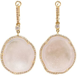 Kimberly diamond, 18kt yellow gold and geode earrings