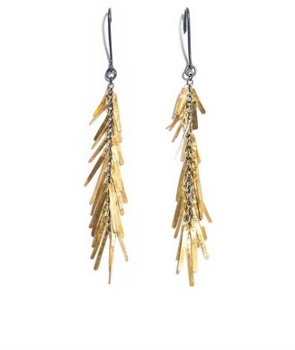 SIA Taylor Fringe yellow gold & oxidised silver earrings