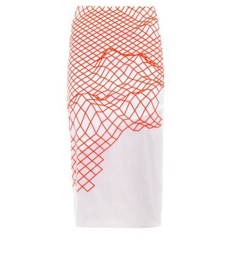 Dion Lee Cycle fluoro grid-print pencil skirt