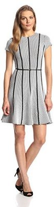 Calvin Klein Women's Cap-Sleeve Textured Fit-and-Flare Dress