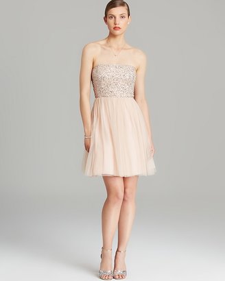 Aidan Mattox Dress - Strapless Beaded Bodice Tulle Skirt Fit and Flare