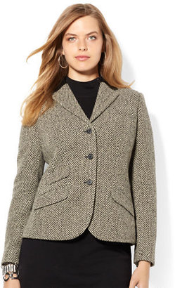 Lauren Ralph Lauren Plus Leather Trim Wool Blend Jacket-BEIGE-14 W