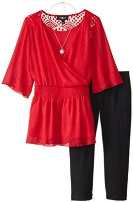 Amy Byer Big Girls' Top with Necklace and Leggings Set