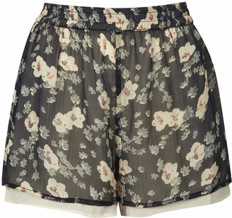 Topshop Reclaim to wear double layer floral shorts