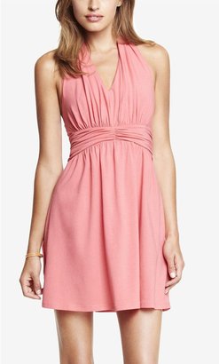 Express Light Pink Ruched Jersey Halter Dress