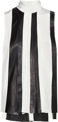 Thakoon Paneled leather and silk crepe de chine top