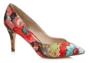 Red Herring Red floral pointed toe high court shoes