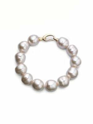 Majorica 14MM White Baroque Pearl Strand Bracelet