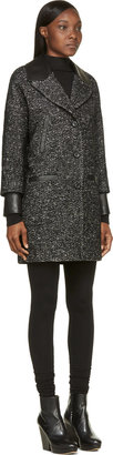Mackage Black Bouclé Tweed & Leather Yolanda Coat