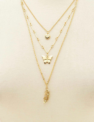 Charlotte Russe Layered Butterfly Charm Necklace