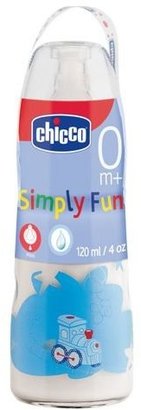 Chicco Simply Fun Glass Bottle 120Ml/4Oz in Blue