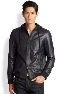 Vince Hooded Leather Jacket