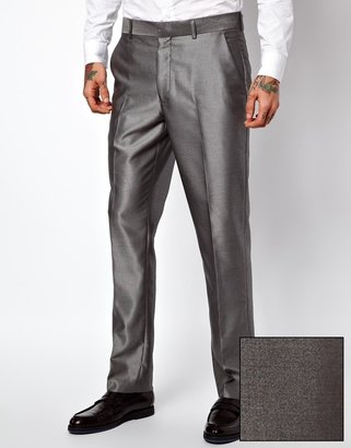 ASOS Slim Fit Suit Trousers in Silver - Grey