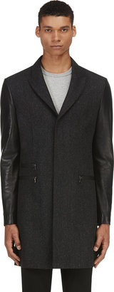 Neil Barrett Black Wool & Leather Coat
