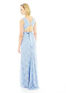 My Michelle Sleeveless Sequined Lace Open-Back Long Dress
