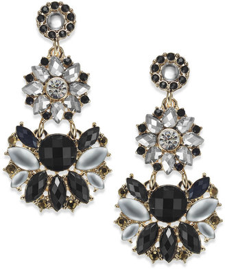 Style&Co. Gold-Tone Jet Stone and Crystal Bling Drop Earrings