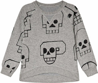 Nununu Heather Grey Skull Robot Sweatshirt