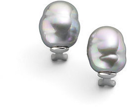 Majorica 14MM Grey Baroque Pearl Button Earrings