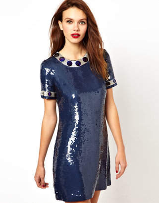 French Connection Fully Embelished Shift Dress
