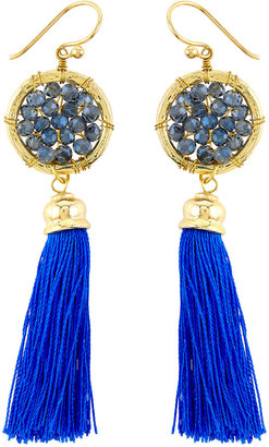 Panacea Crystal Tassel Earrings, Blue