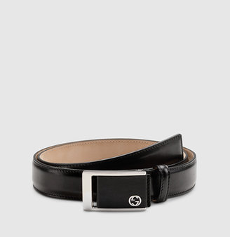 Gucci Black Leather Belt With Square Buckle