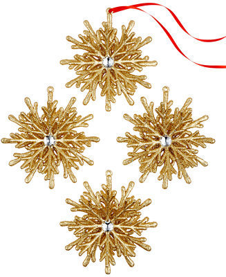 Holiday Lane Set of 4 Glitter Snowflake Ornaments