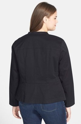Sejour 'Megan' Front Zip Stretch Cotton Jacket (Plus Size)