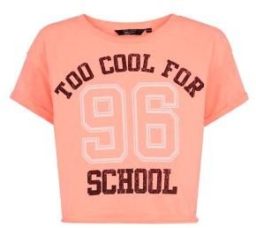 New Look Teens Coral Too Cool For School Crop Top