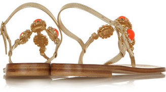 Musa Swarovski crystal-embellished metallic leather sandals