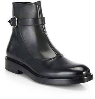 Ferragamo Stivaletto Buckle Leather Ankle Boots
