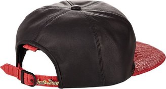 Just Don Leather & Python Baseball Cap-Black