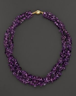 Bloomingdale's Amethyst and 14K Yellow Gold Briolette Two Row Necklace