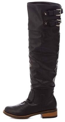 Qupid Lug Sole Knee-High Riding Boots