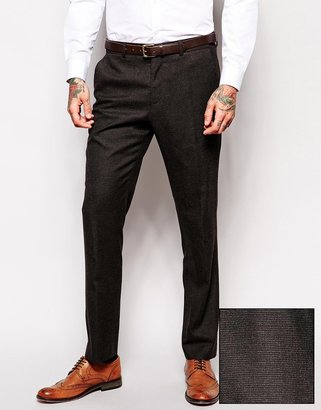 ASOS Slim Fit Suit Trousers In Dogstooth - Grey