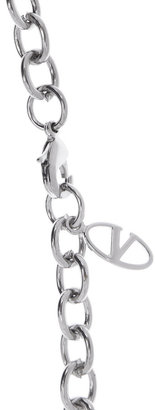 Valentino Sparkling silver-plated Swarovski crystal bib necklace